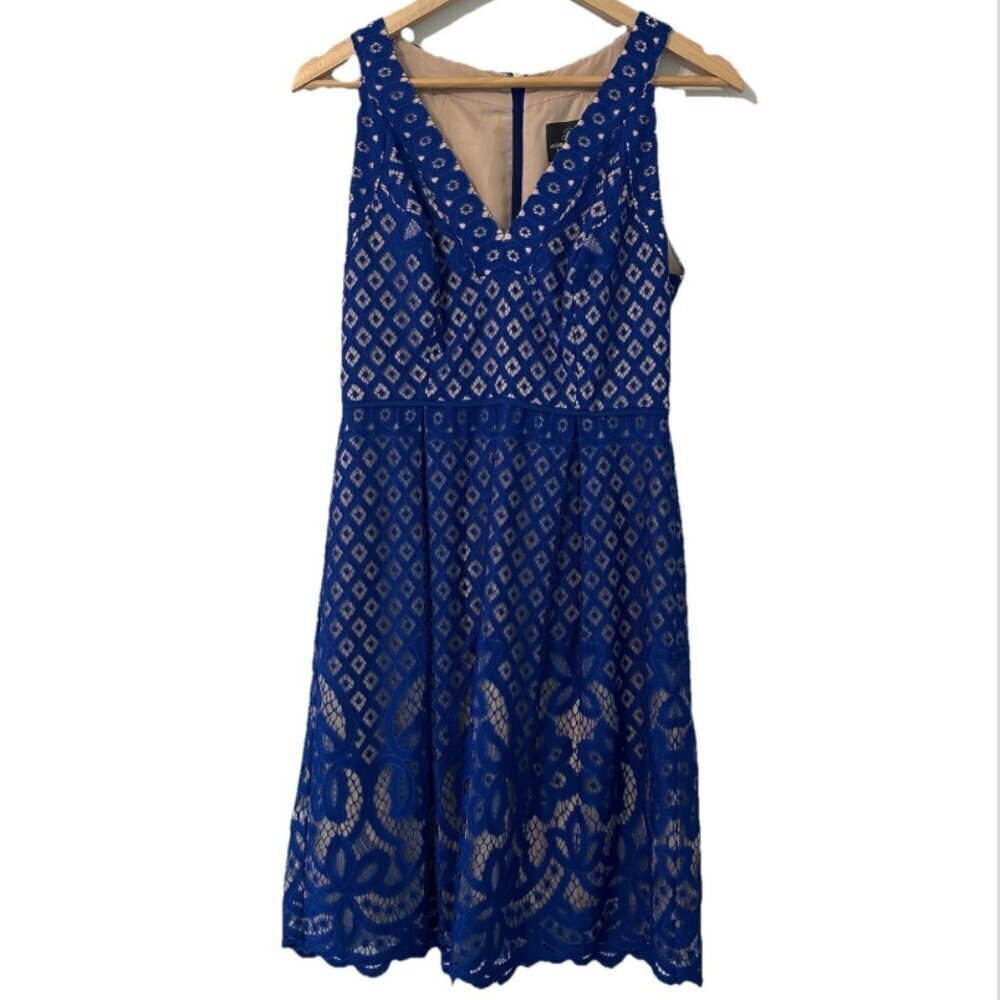 Adrianna Papell Women's 4 Royal Blue Designer Fit & Flare Career Formal Dress
